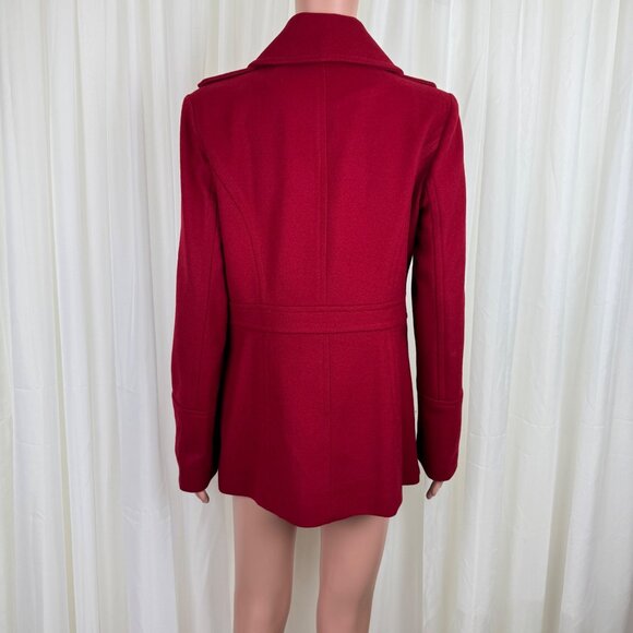Michael Michael Kors Wool Blend Double Breasted Peacoat Coat Jacket Sz 8 Red - Picture 5 of 17